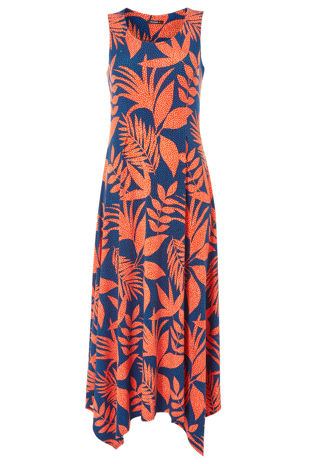 ORANGE Tropical Hanky Hem Midi Dress, Image 4 of 4