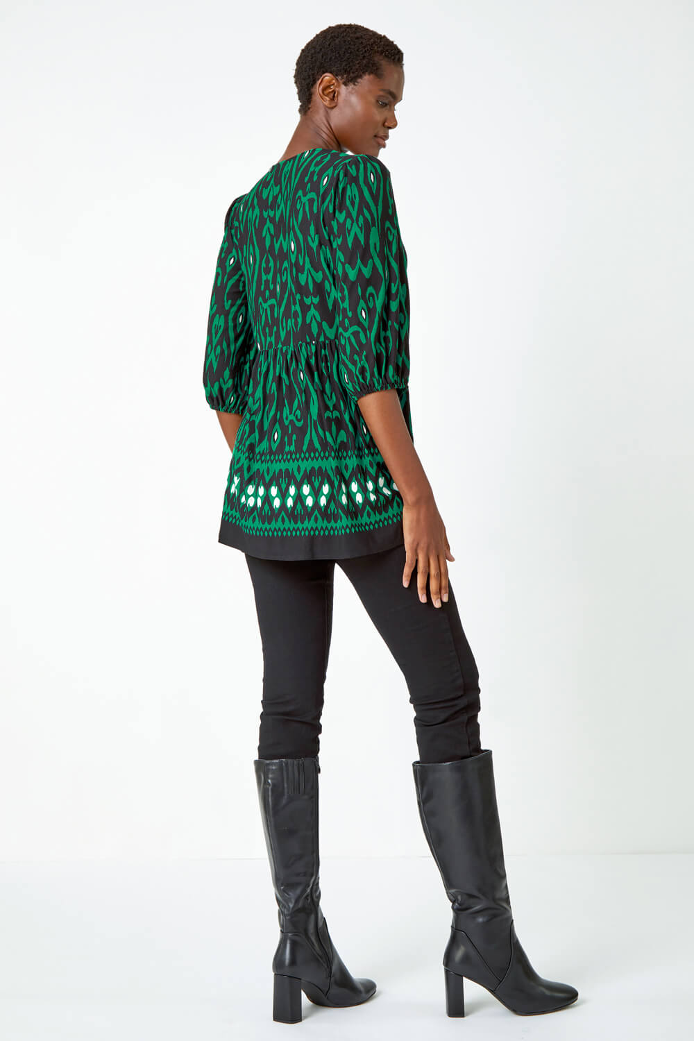  Aztec Stretch Tunic Smock Top, Image 3 of 5