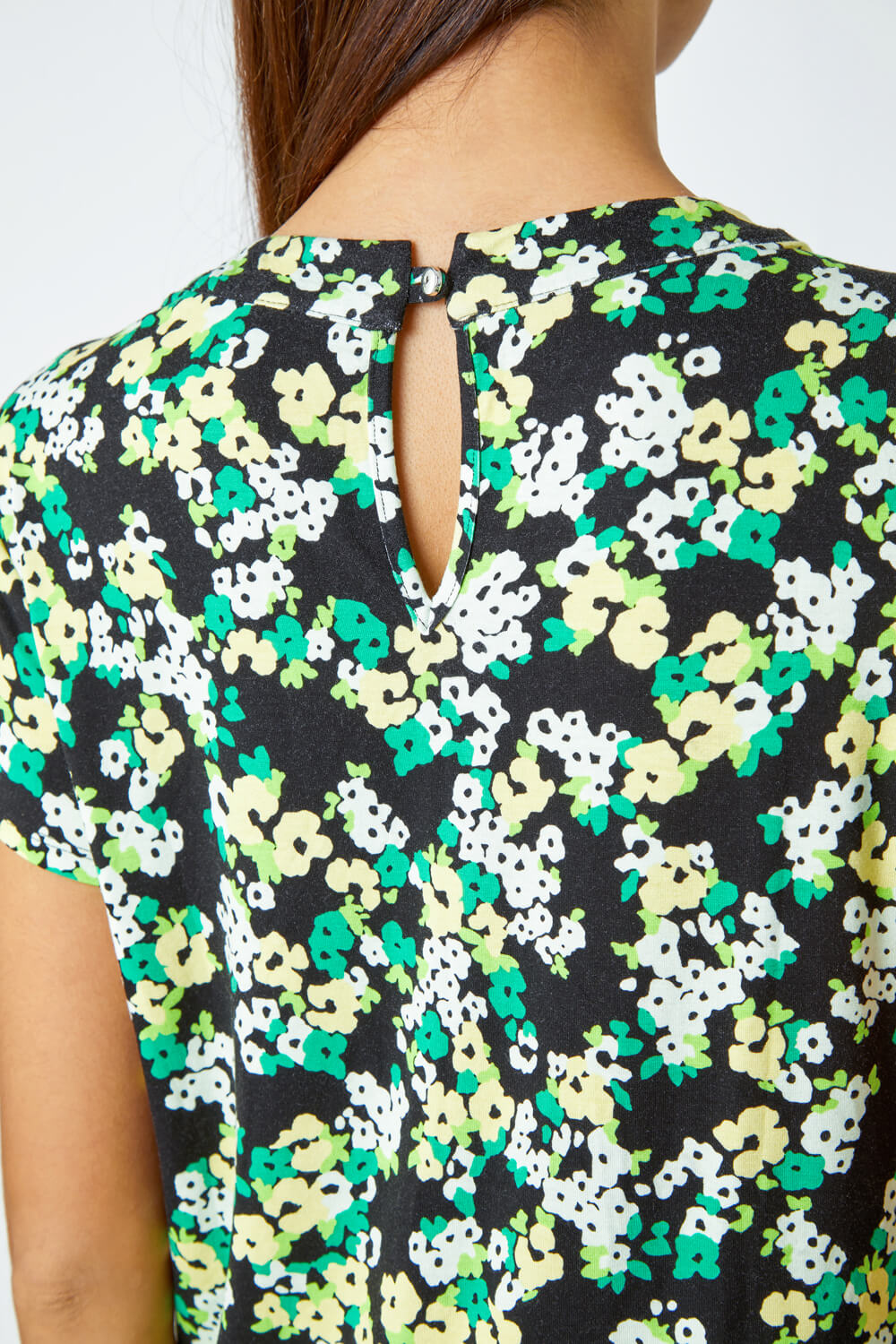 Green Floral Print Pleat Detail Blouse, Image 5 of 5