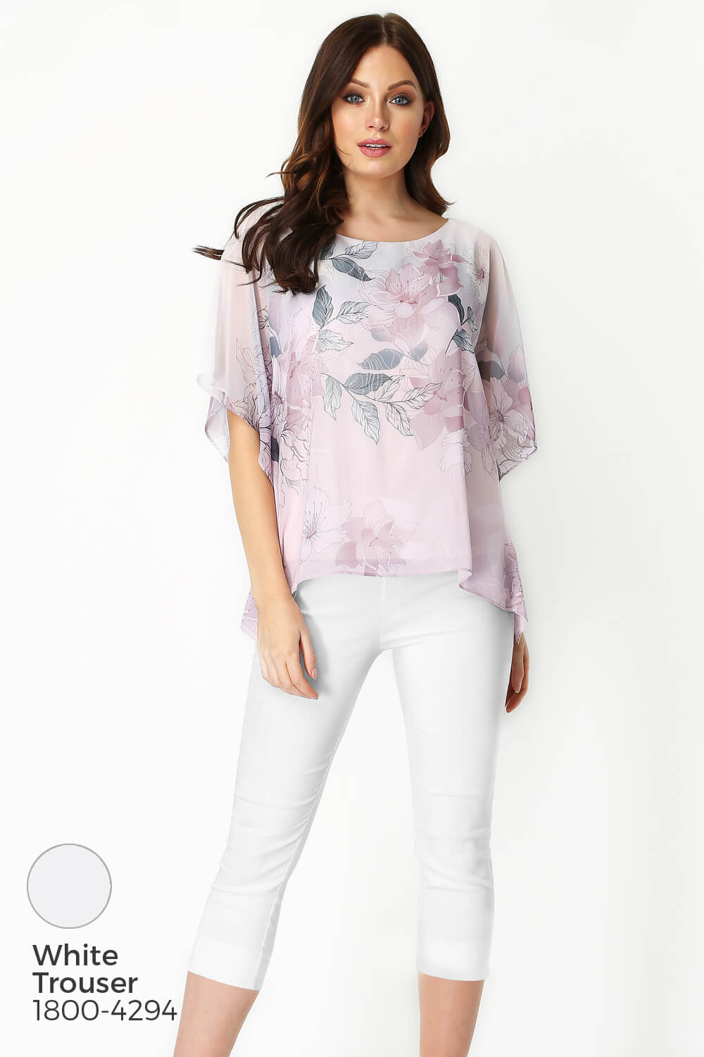 PINK Floral Chiffon Overlay Top, Image 5 of 8