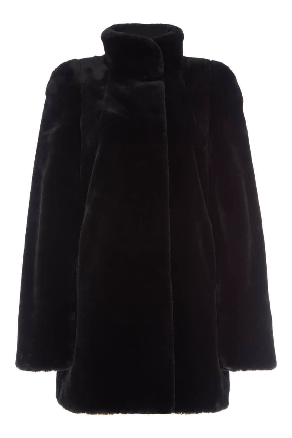 Faux Fur Swing Coat in Black - Roman Originals UK