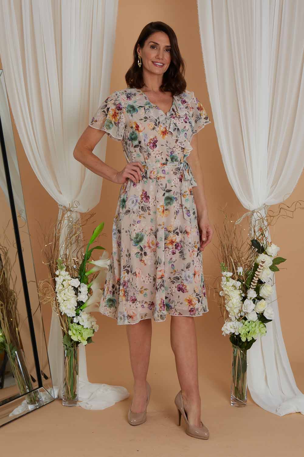 Biscuit Julianna Floral Print Chiffon Dress, Image 3 of 5