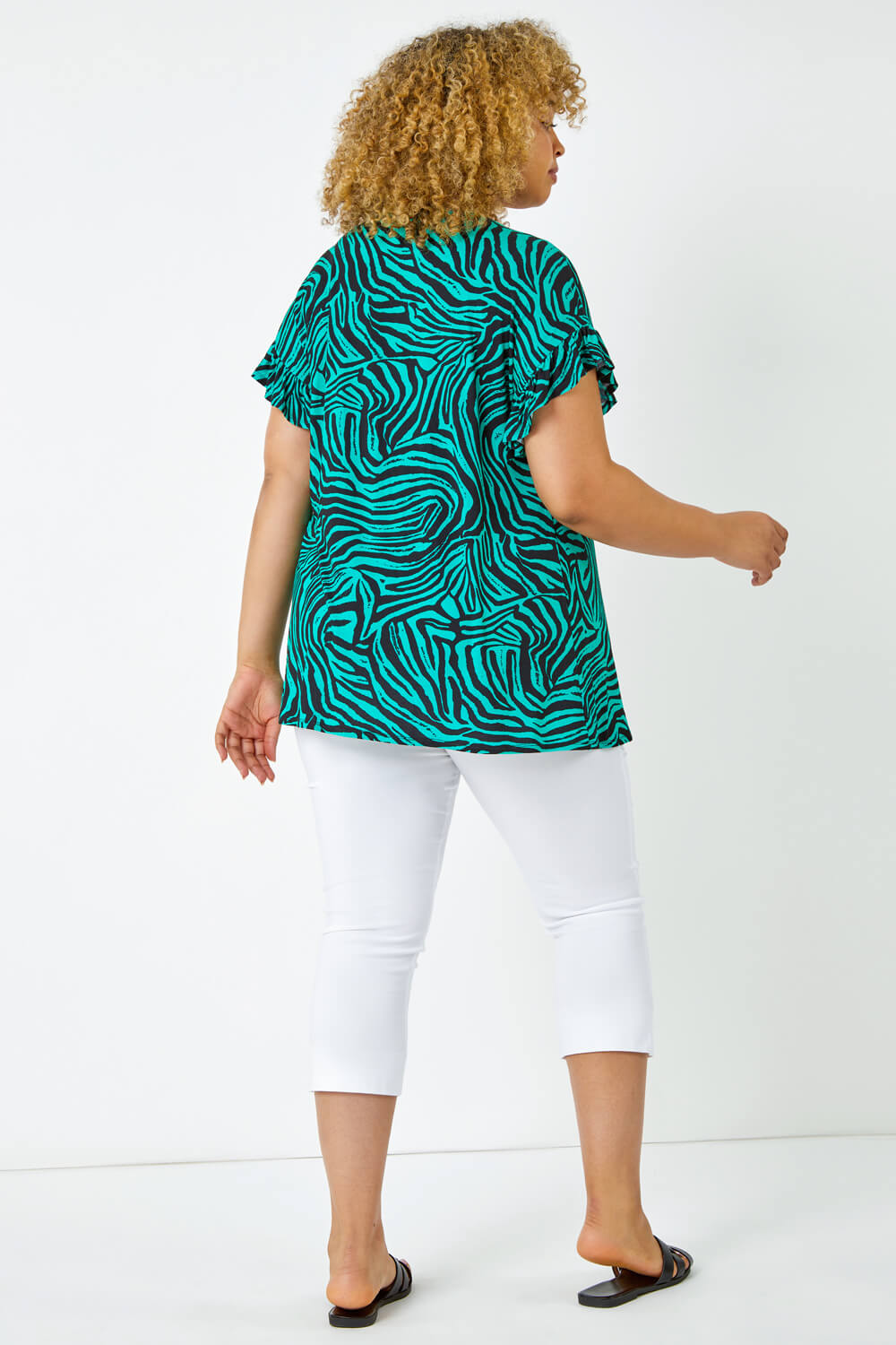 Green Curve Animal Print Stretch Jersey Top, Image 3 of 5