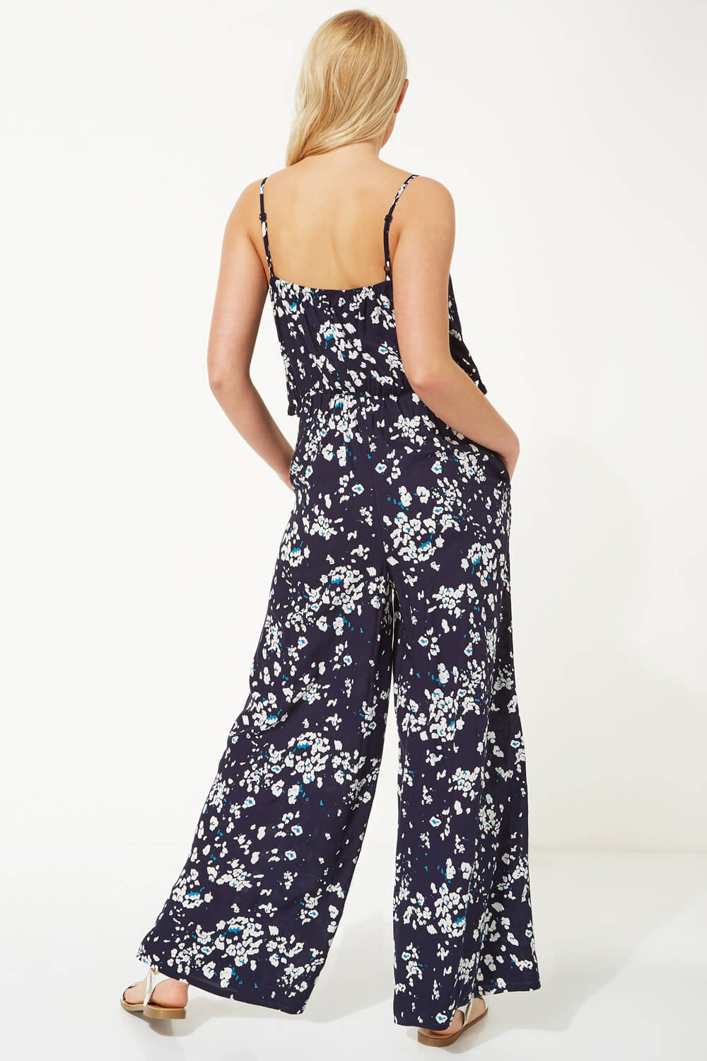 Download Animal Print Layered Jumpsuit in Navy - Roman Originals UK