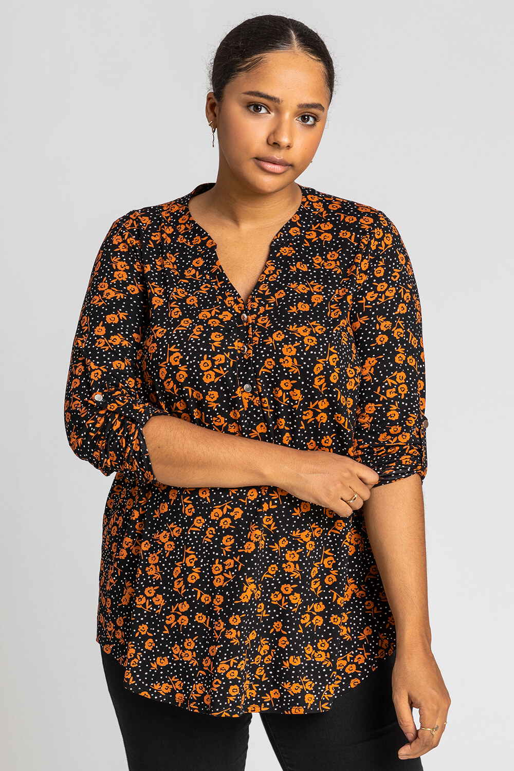 Curve Ditsy Floral Print Top