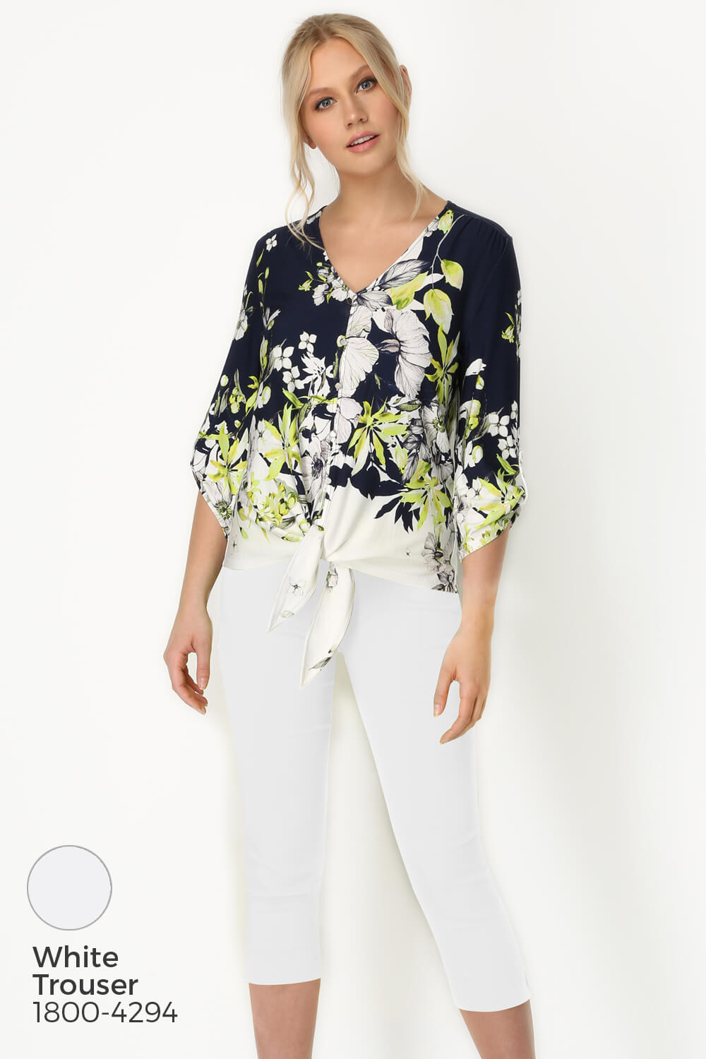 Lime Border Print Tie Top, Image 7 of 7