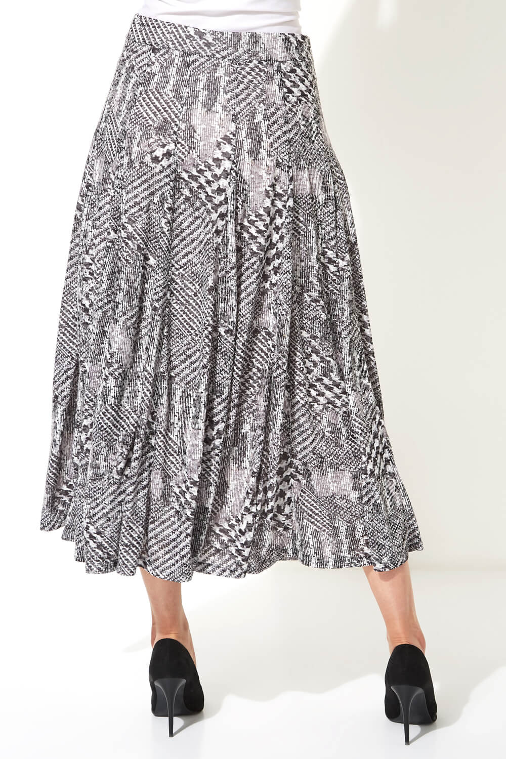 Black Abstract Dogtooth Burnout Skirt, Image 2 of 5