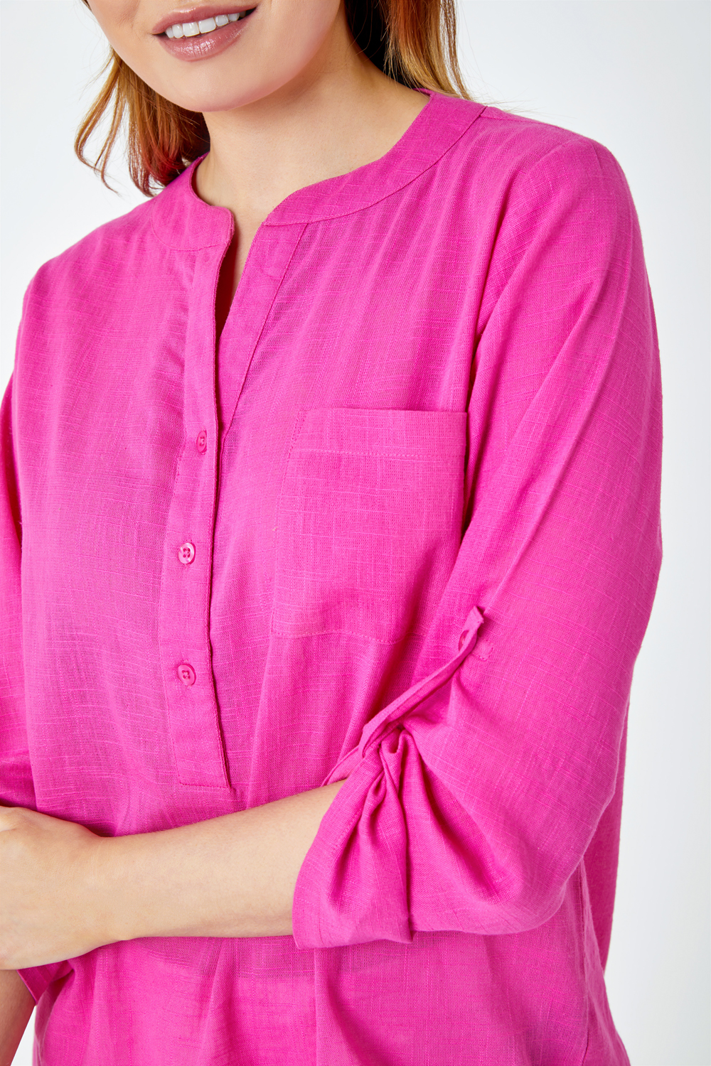 PINK Button Detail Cotton Overshirt, Image 5 of 5