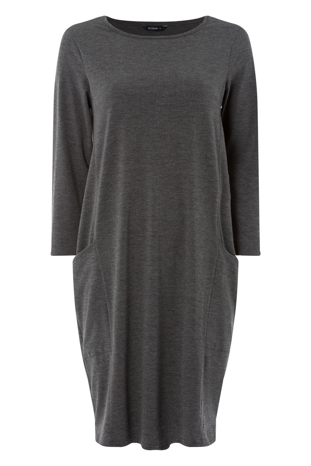 3/4 Sleeve Slouch Dress in Grey - Roman Originals UK