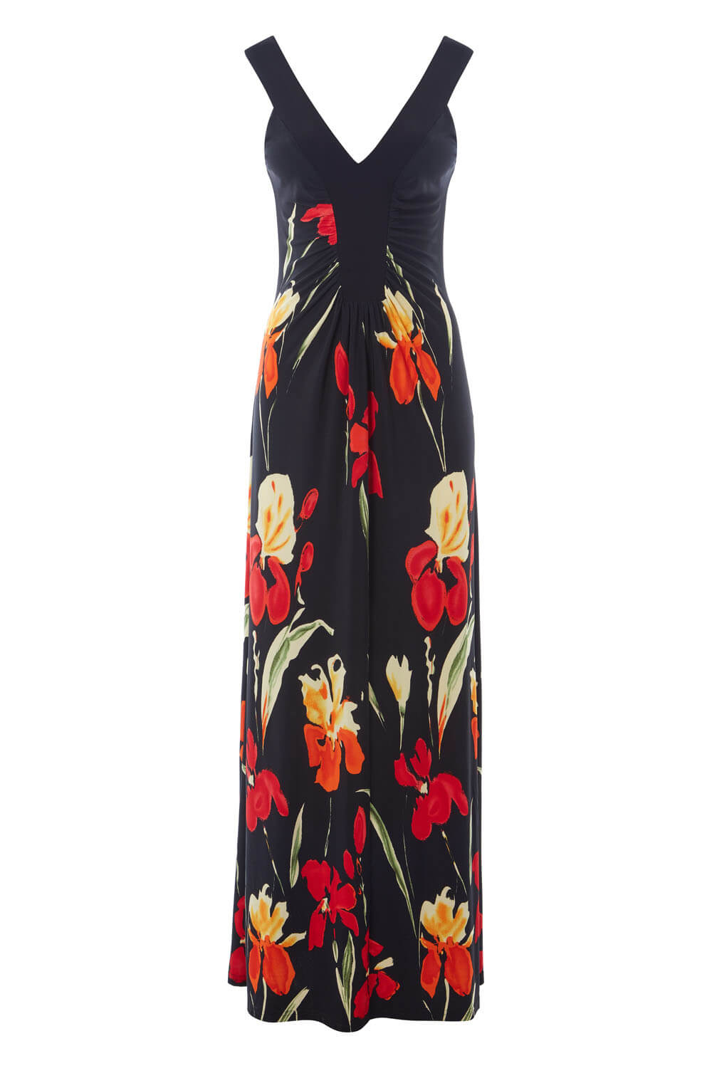 Black Floral Stretch Jersey Maxi Dress, Image 6 of 6
