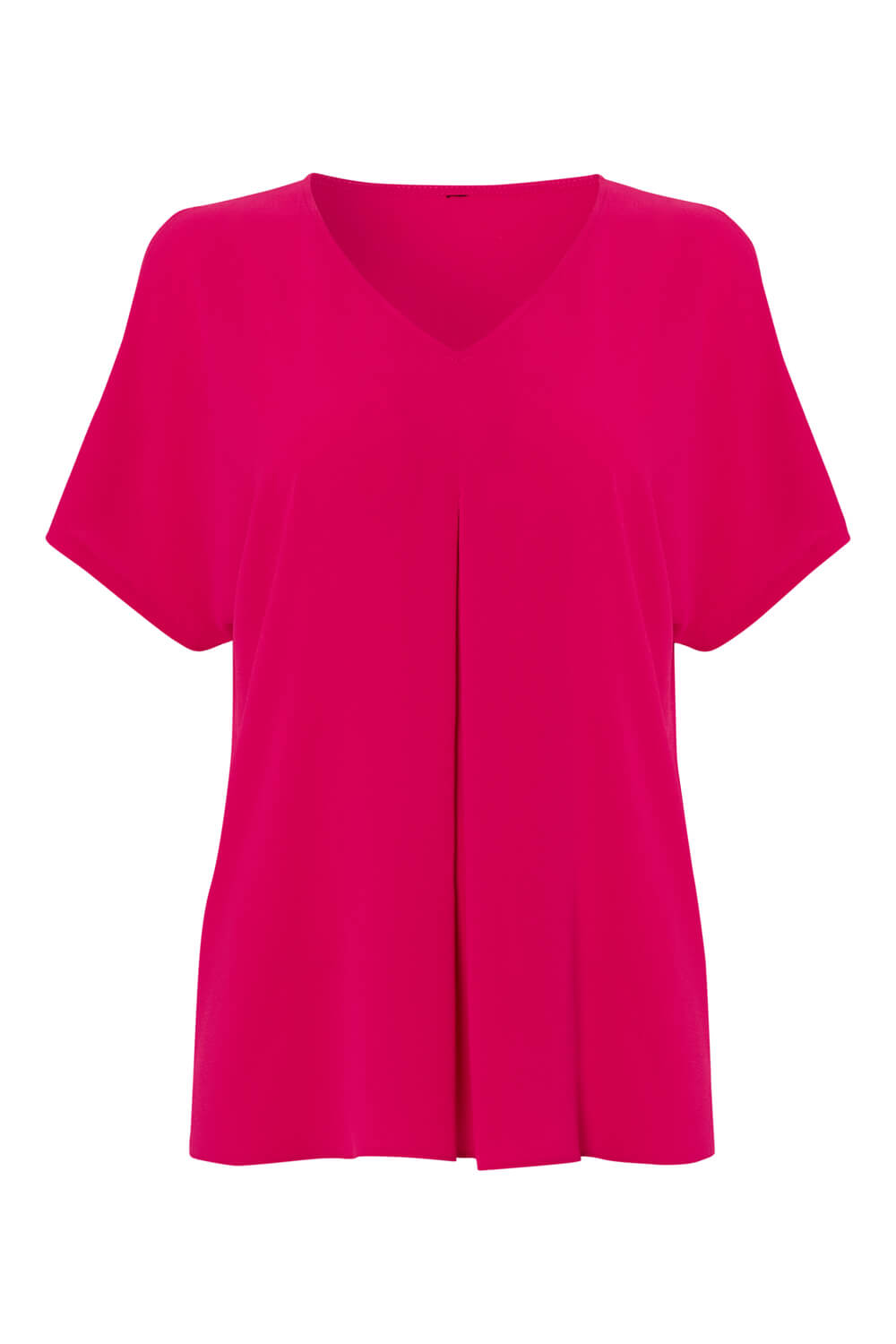 V Neck Pleat Front Top in Cerise - Roman Originals UK