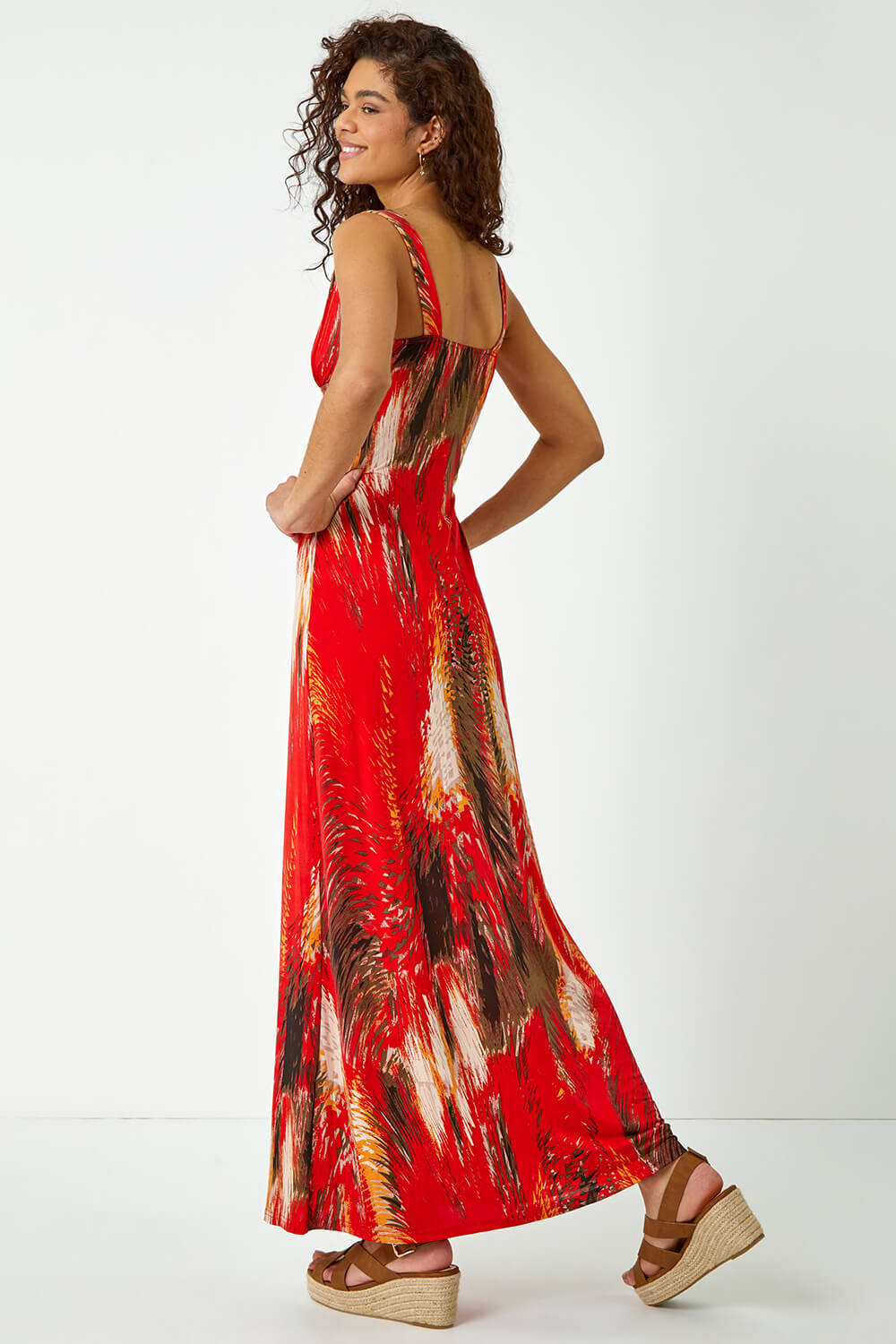 ORANGE Abstract Print Stretch Jersey Maxi Dress, Image 3 of 5