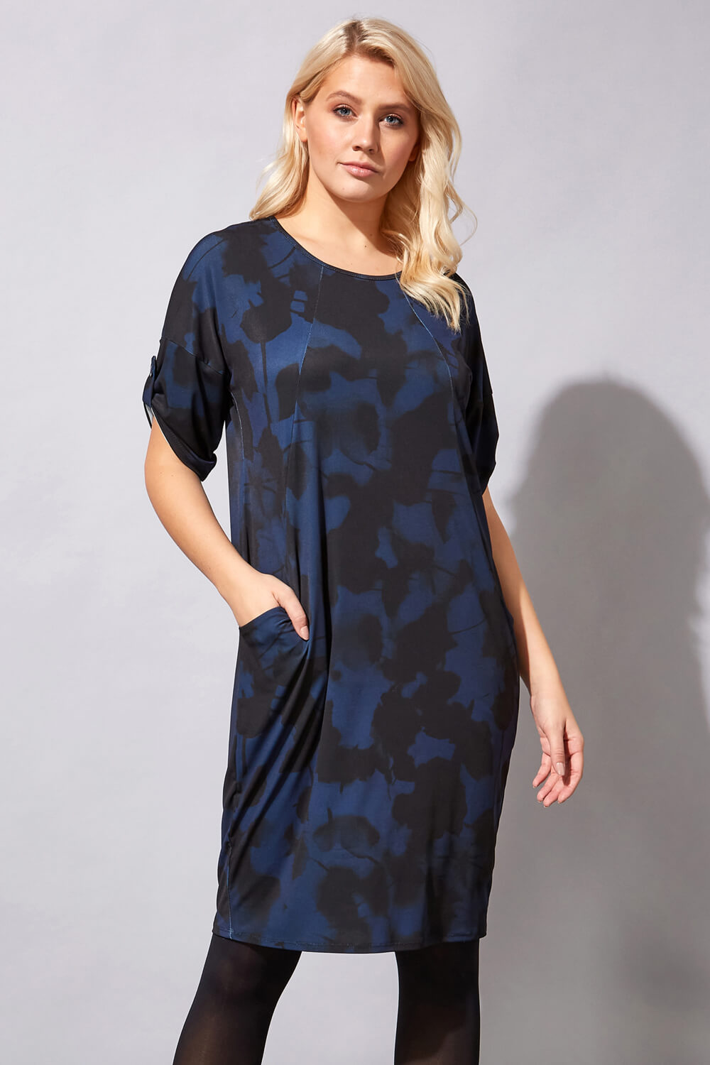 Abstract Floral Pocket Tunic Dress