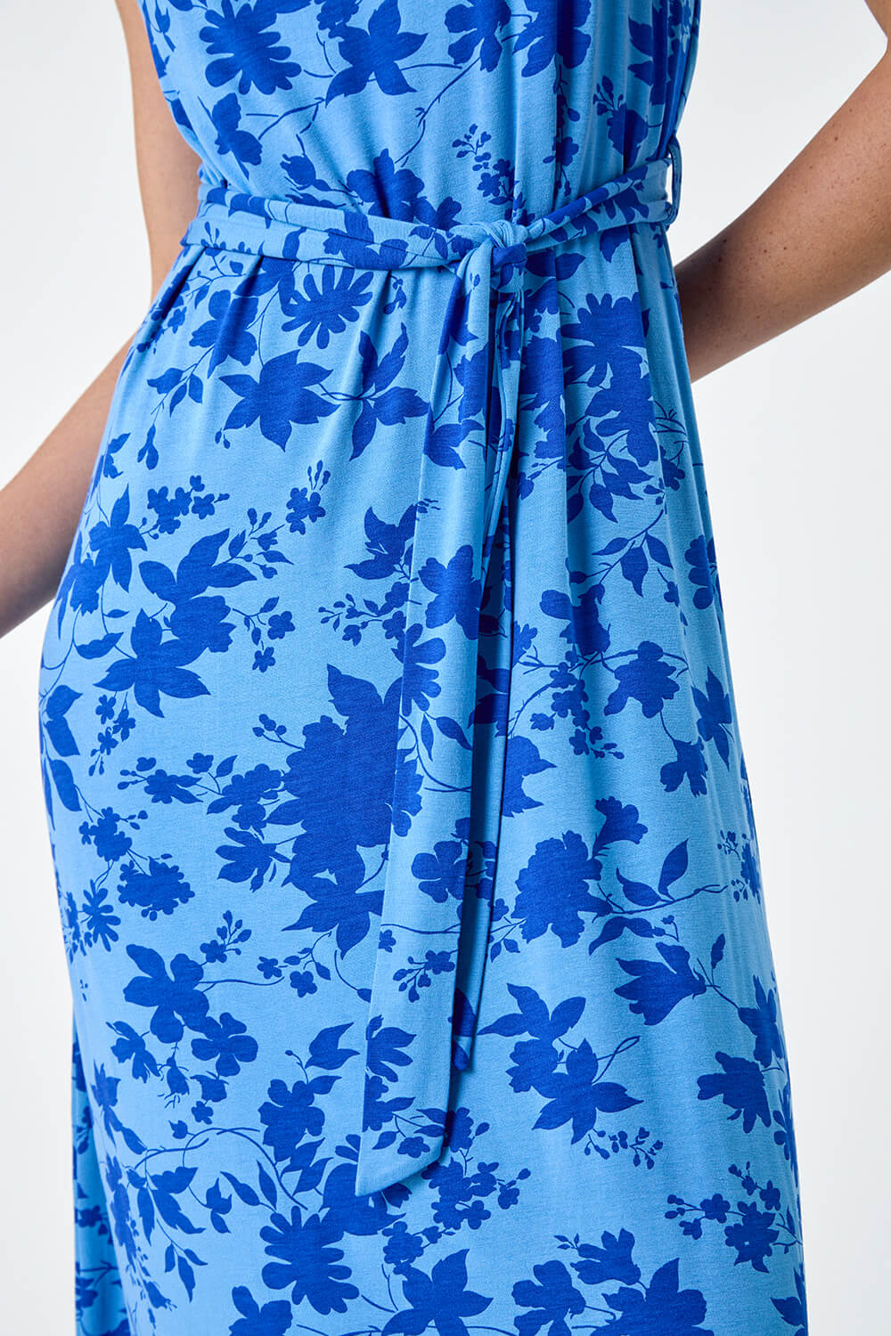  Floral Tie Detail Stretch Midi Dress, Image 5 of 5