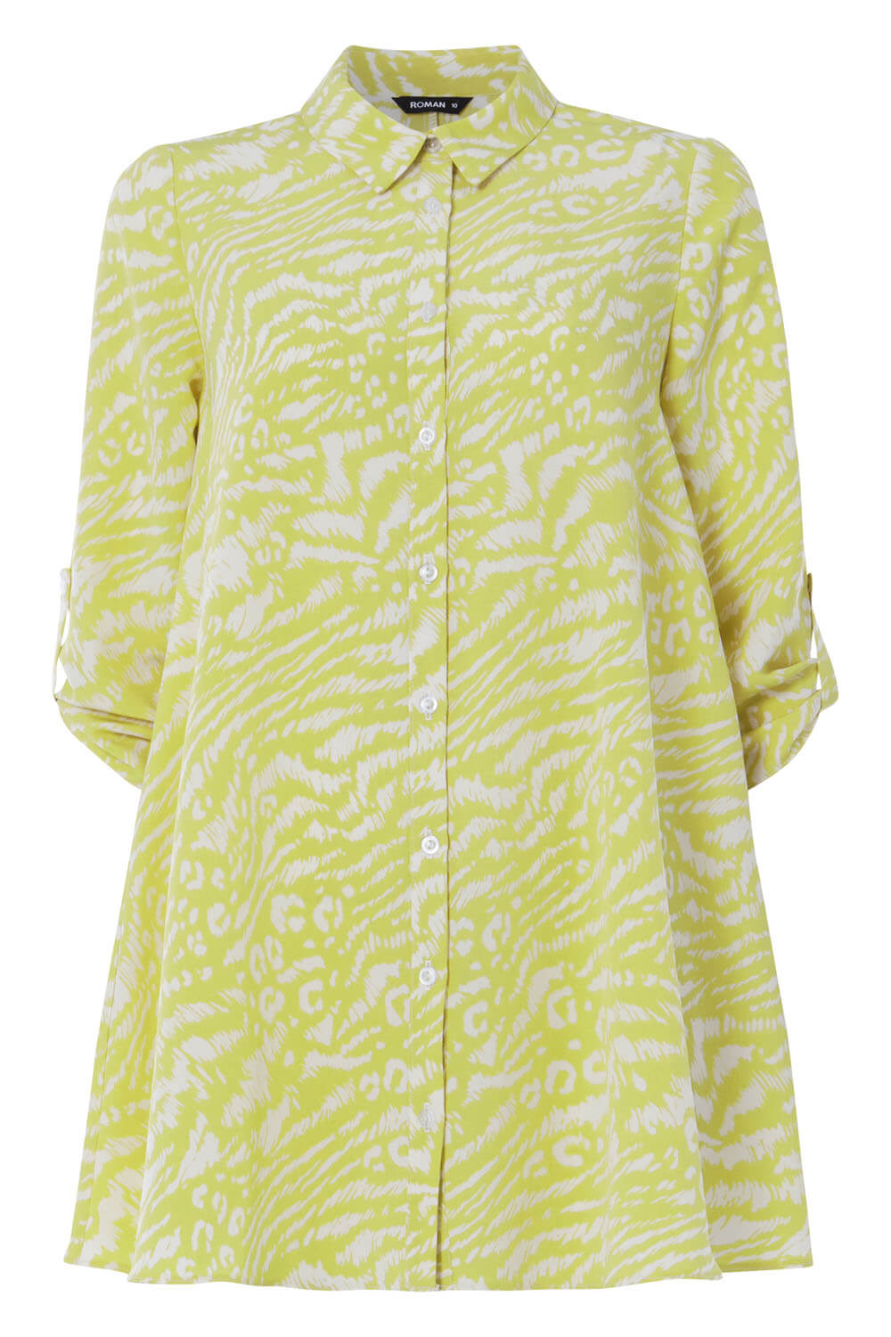 Lime Animal Print Tunic Blouse, Image 5 of 5