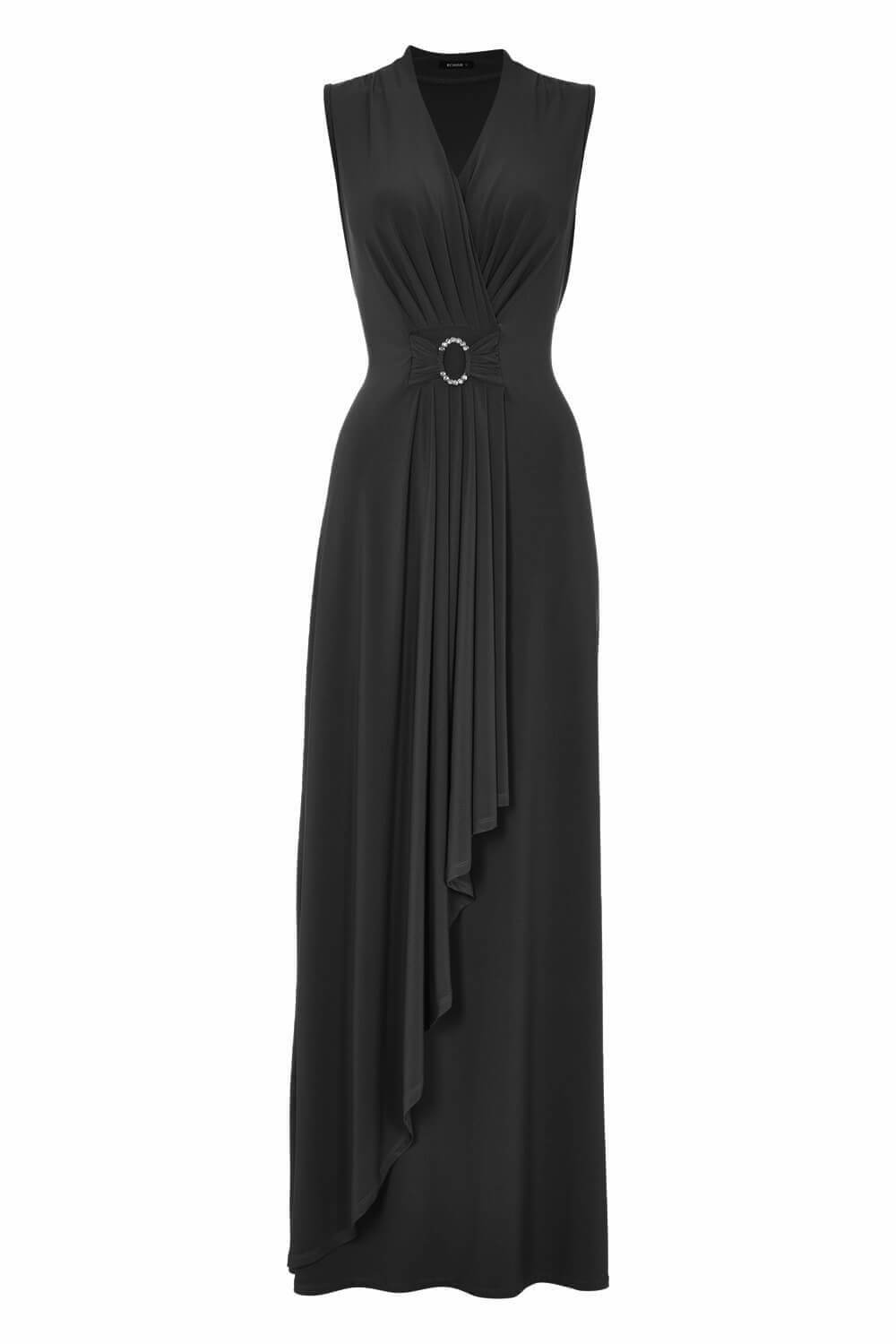 Black Waterfall Buckle Maxi Dress, Image 4 of 4
