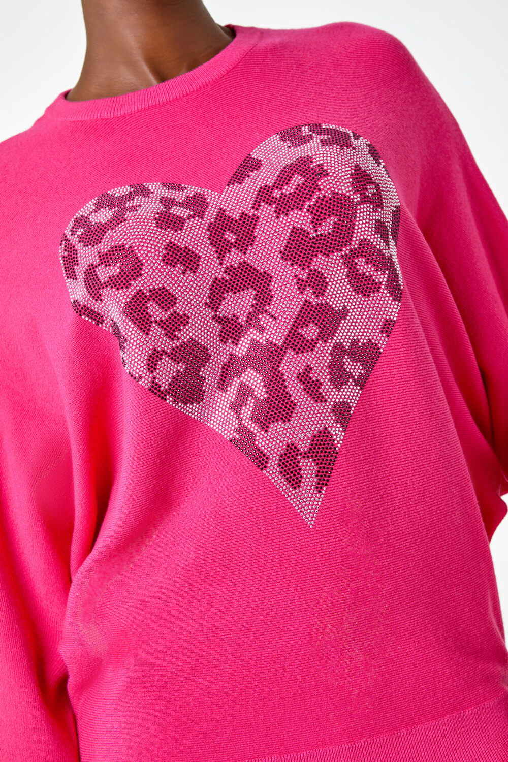 PINK Embellished Animal Heart Print Jumper, Image 5 of 5