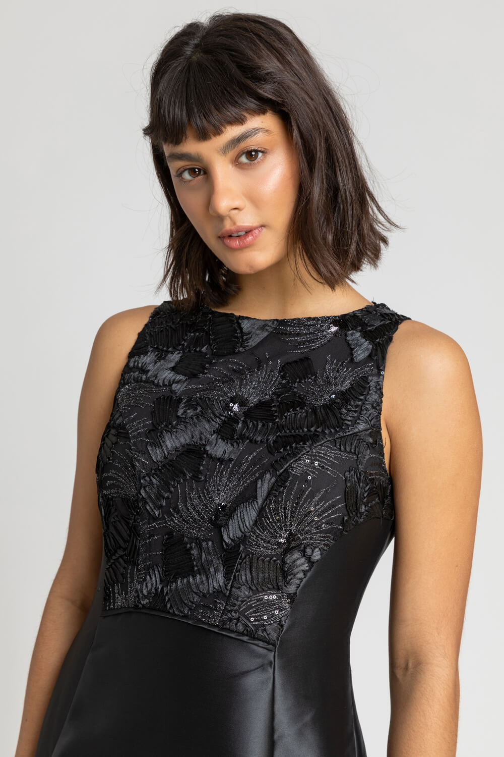 Black Sparkle Embellished Fit & Flare Dress, Image 4 of 4