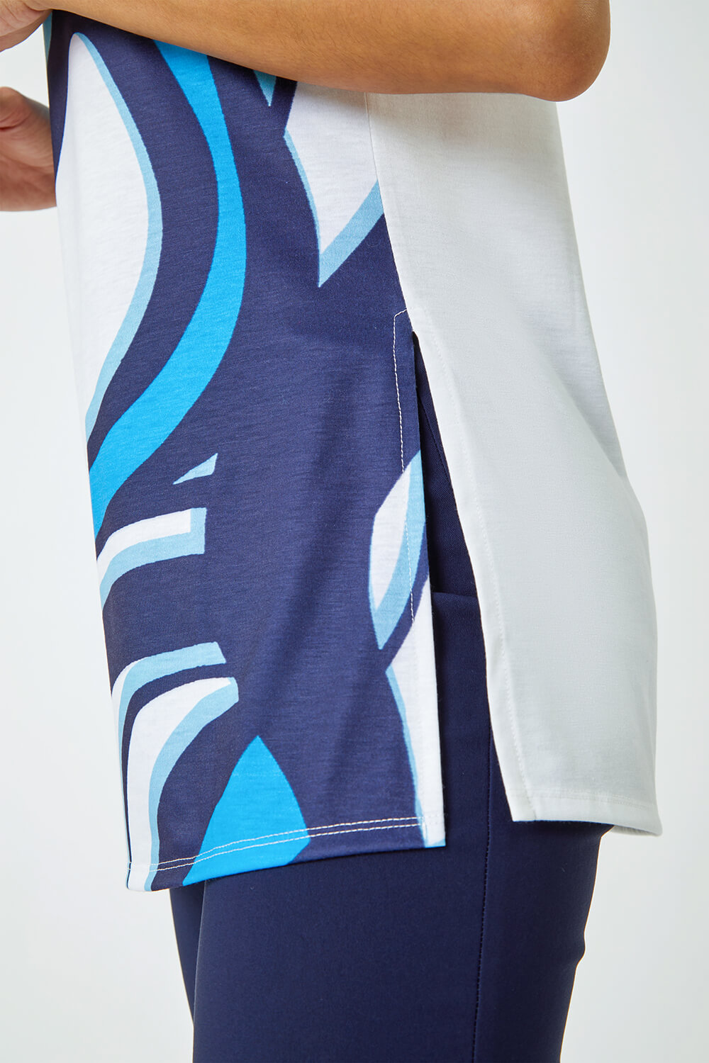 Blue Swirl Print Tunic Stretch Top, Image 5 of 5