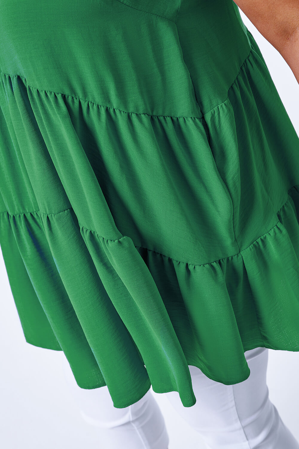 Green Curve Plain Tiered Vest Top, Image 4 of 5