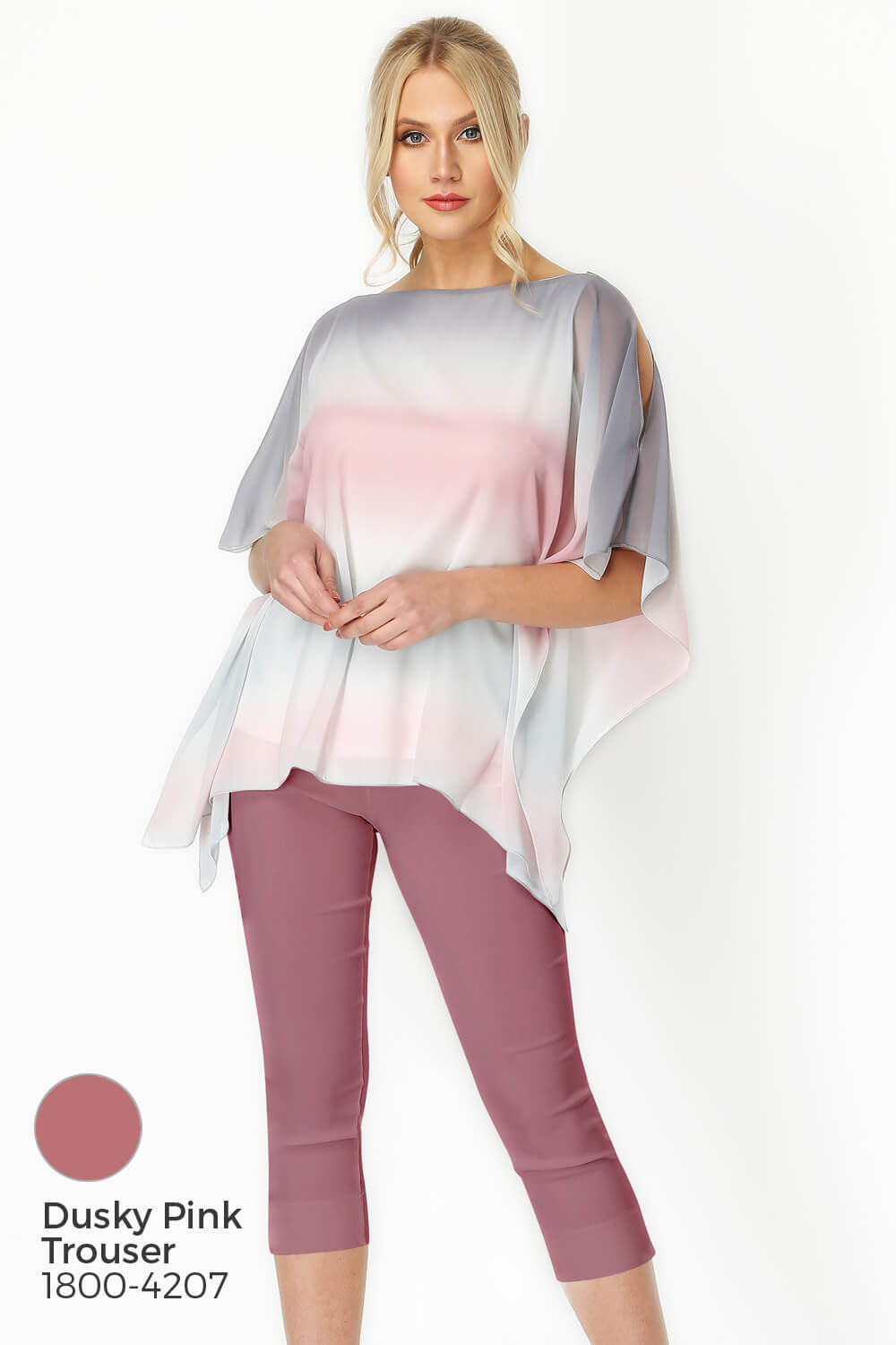 PINK Ombre Split Sleeve Overlay Top, Image 7 of 8