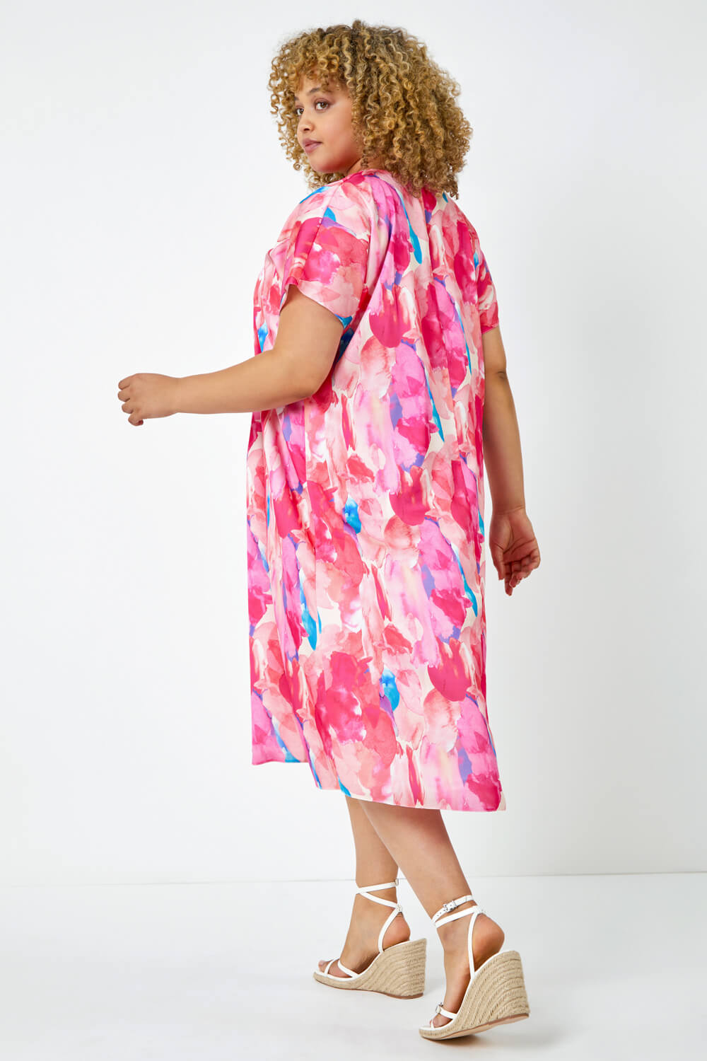 PINK Curve Abstract Relaxed Midi Dress, Image 3 of 5