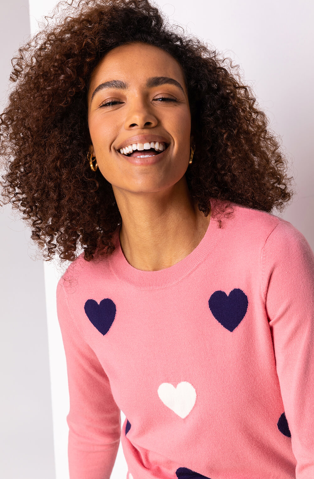 CORAL Heart Print Crew Neck Jumper, Image 2 of 4