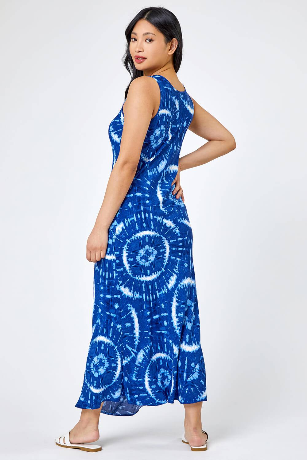 Blue Petite Tie Dye Print Maxi Dress, Image 2 of 5