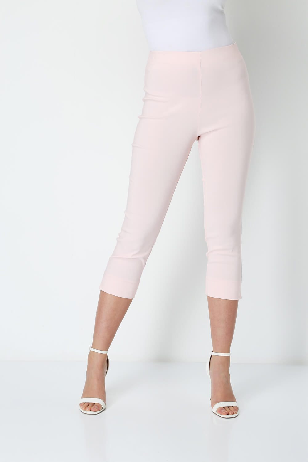 Light Pink Petite Cropped Stretch Trousers, Image 1 of 5