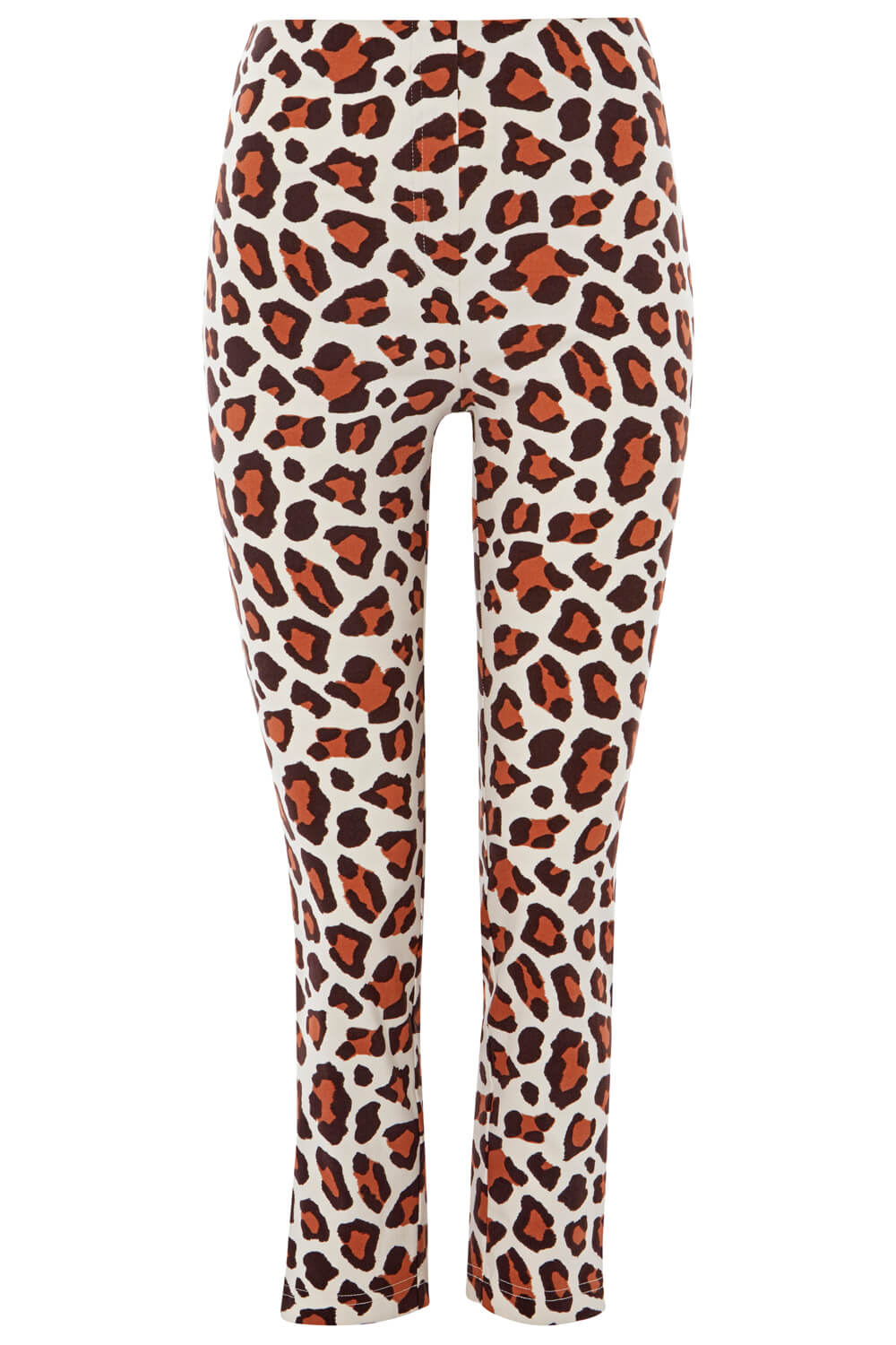 Tan Animal Print 3/4 Length Stretch Trousers , Image 4 of 4