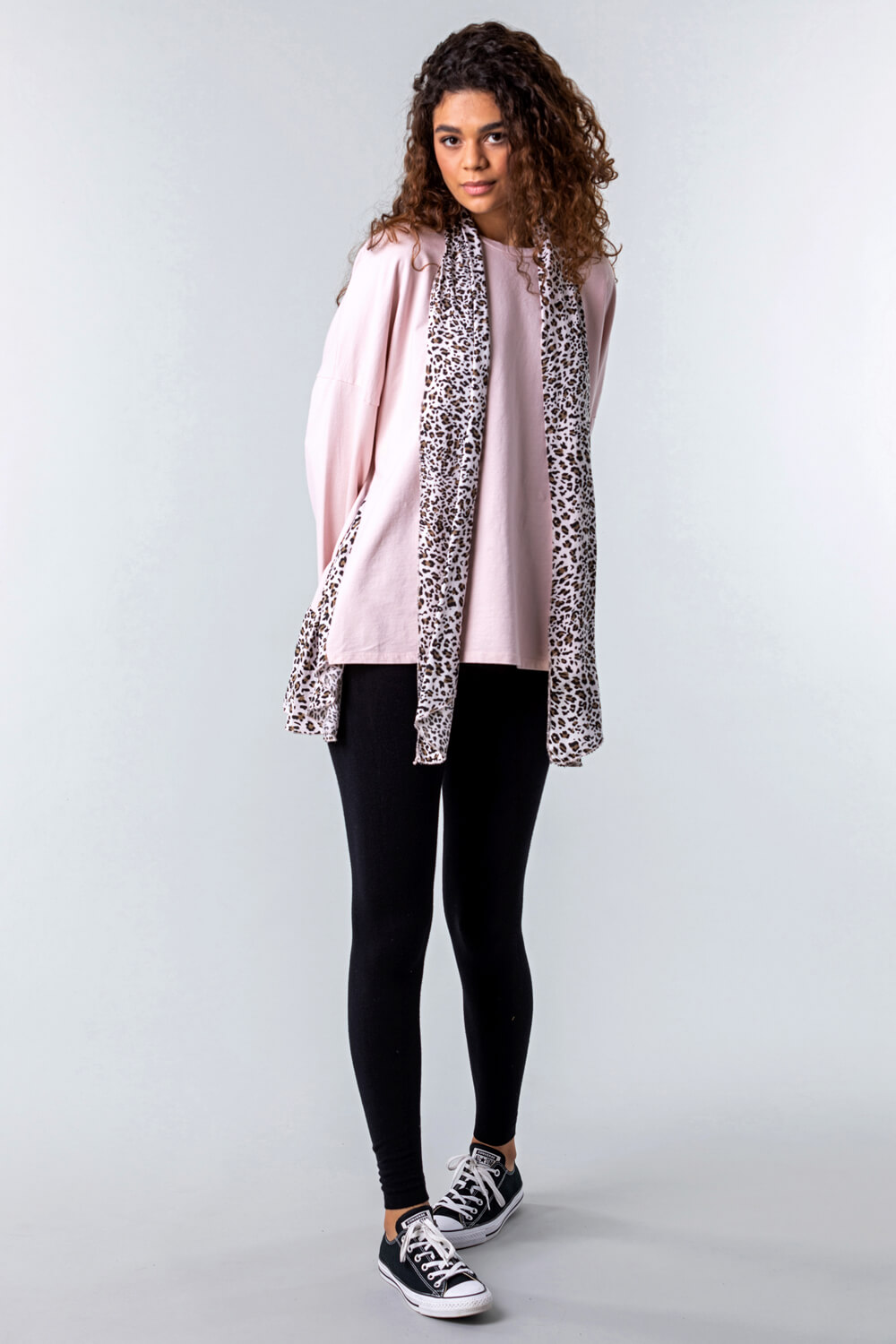 Light Pink One Size Animal Print Lounge Top and Scarf, Image 3 of 4