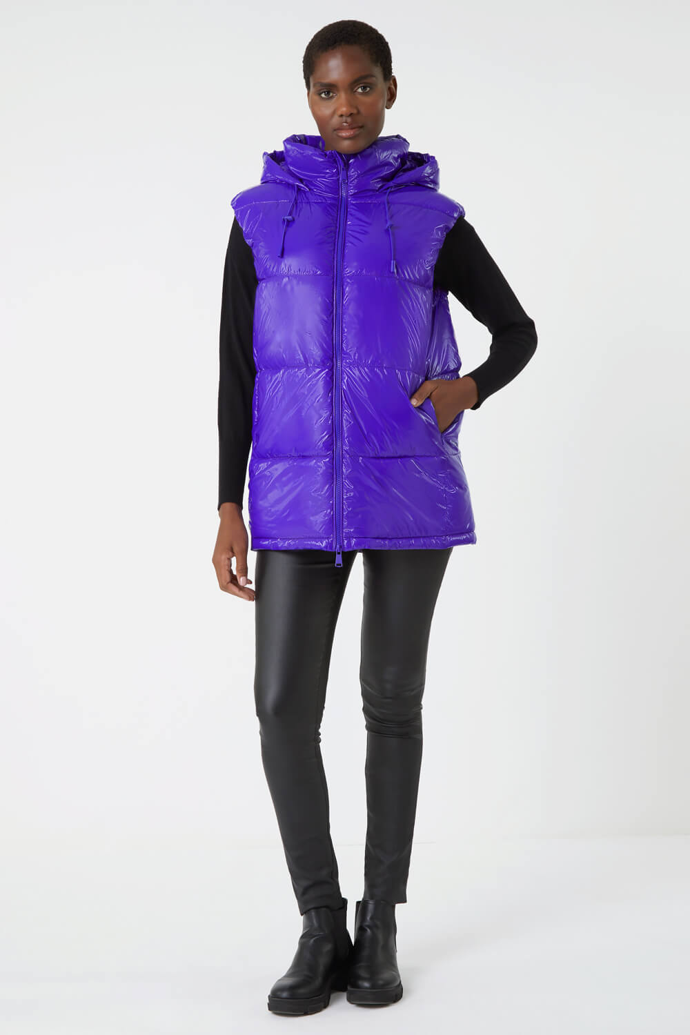 Purple Patent Hooded Gilet, Image 6 of 6