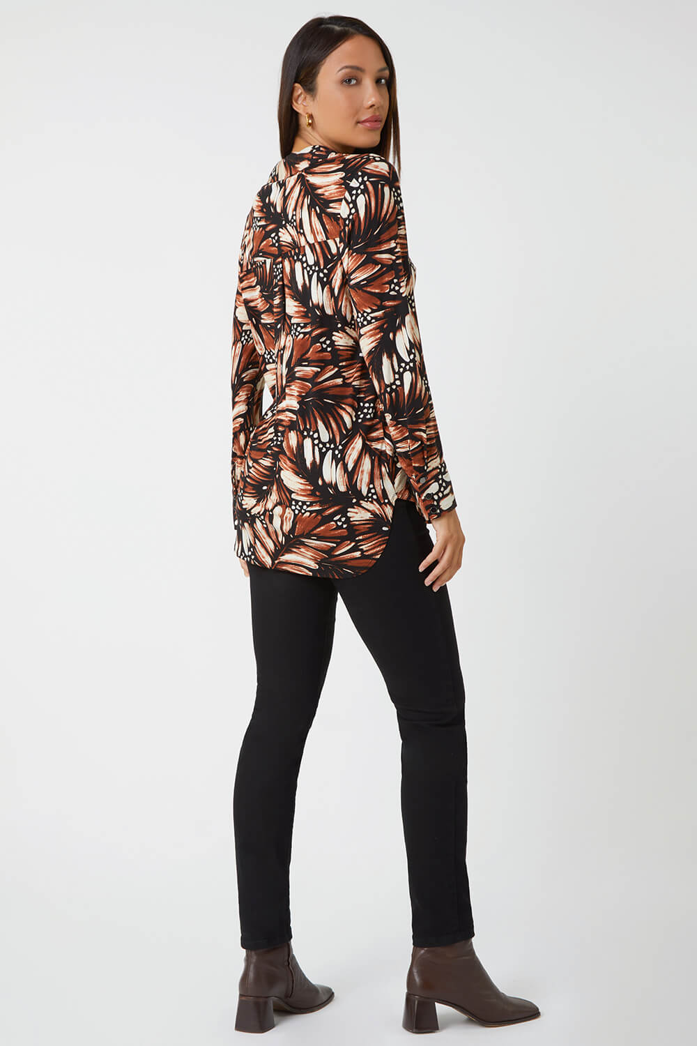 Stone Feather Print Stretch Shirt, Image 3 of 5