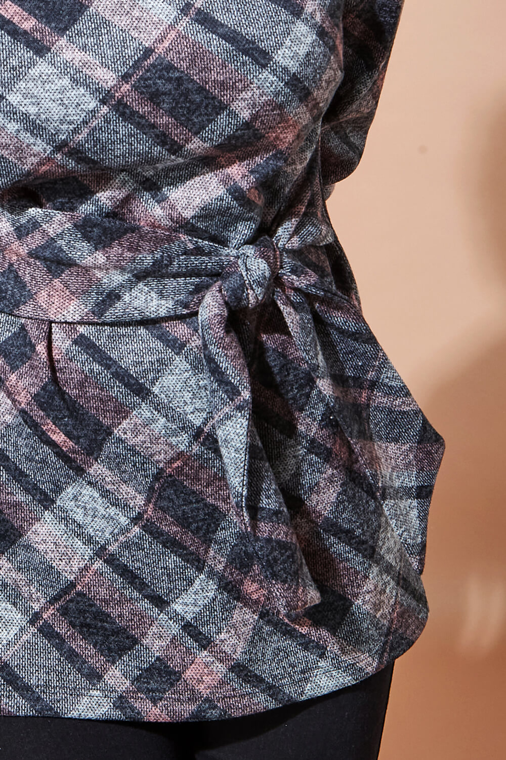 PINK Check Print Side Tie Top, Image 4 of 4