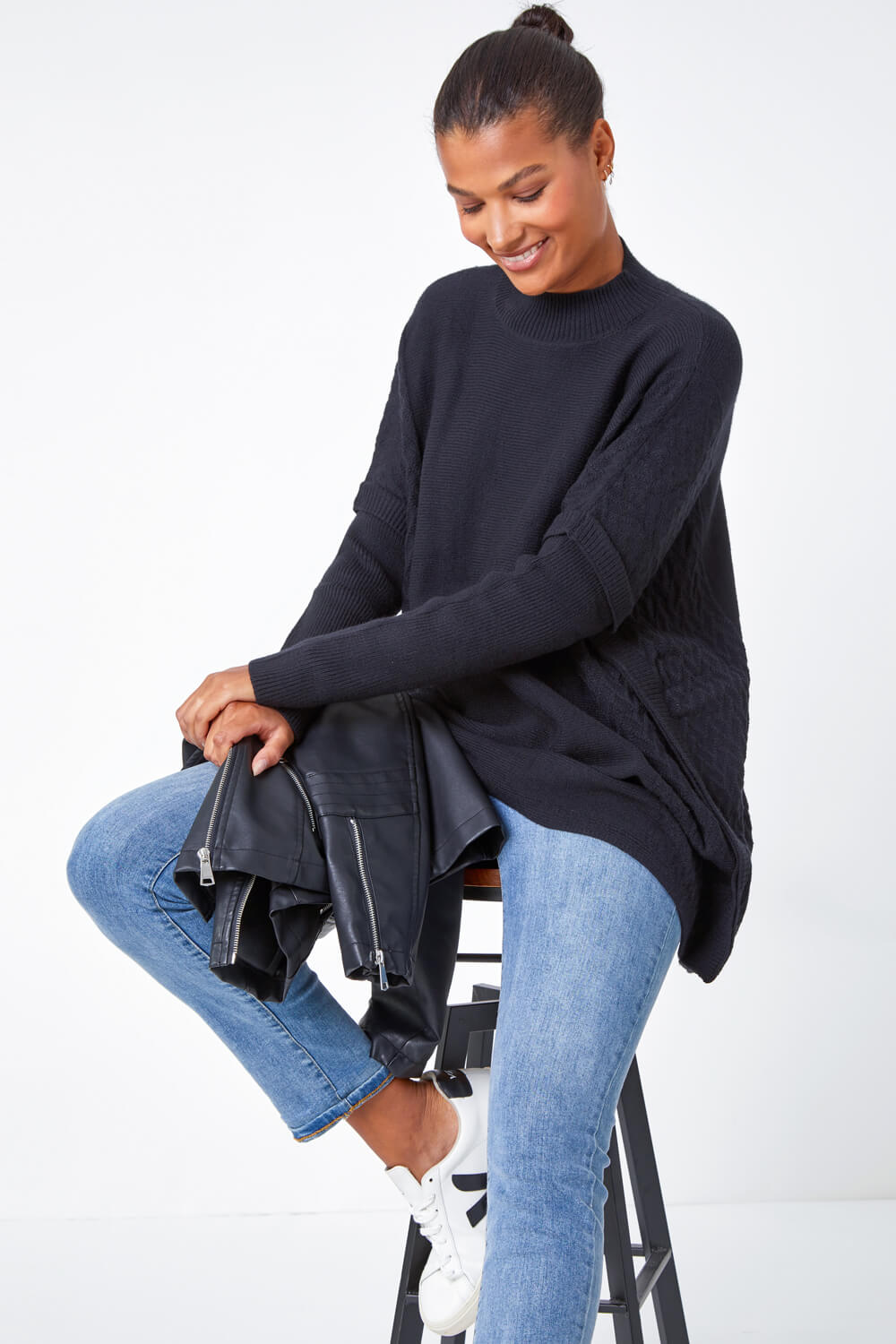 5869 Black High Neck Jumper