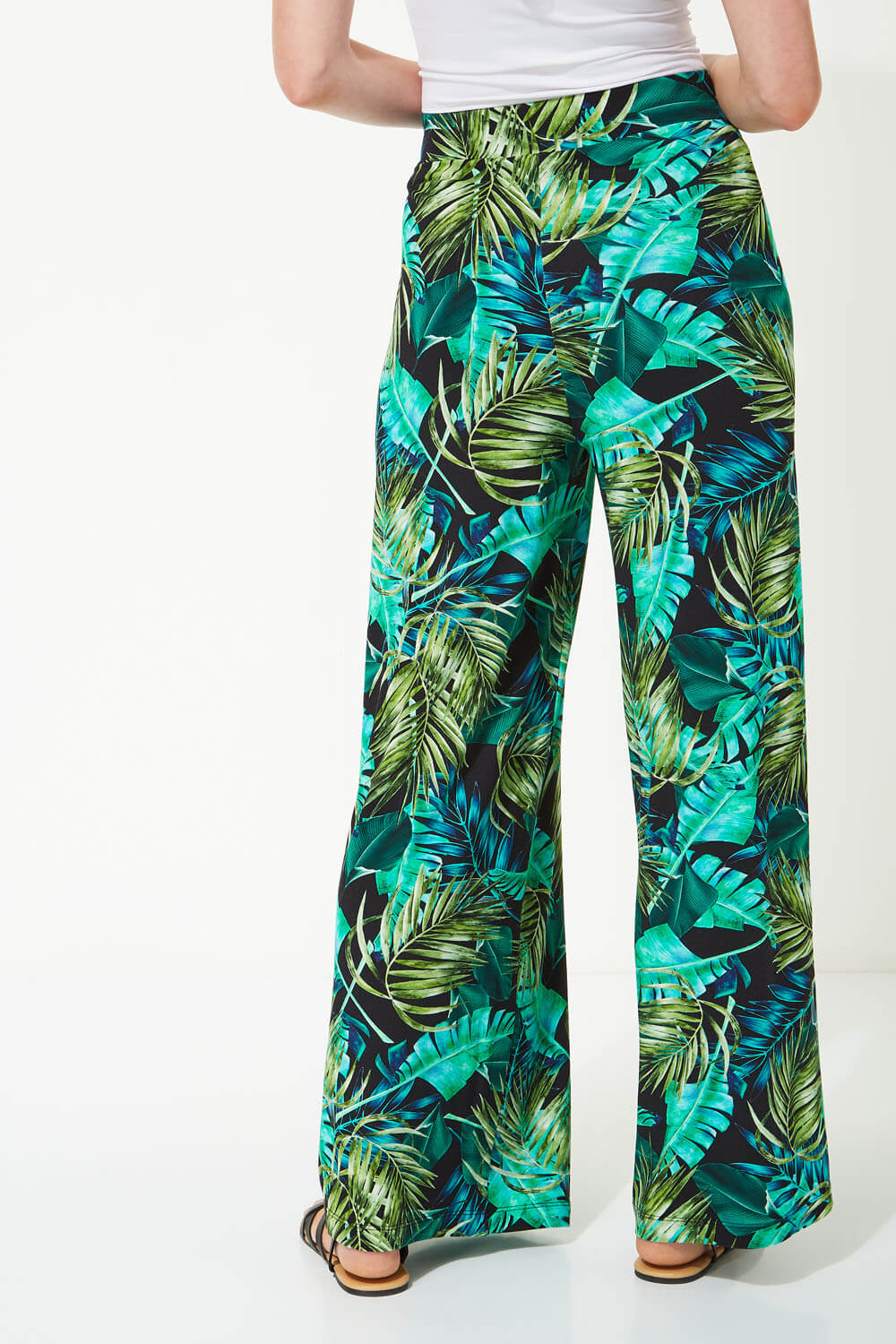 Tropical Print Trouser in Green - Roman Originals UK