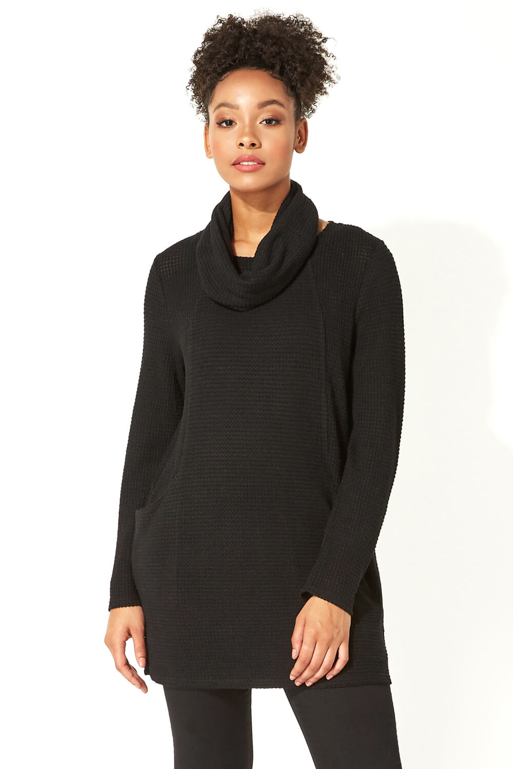 Textured Longline Top with Snood