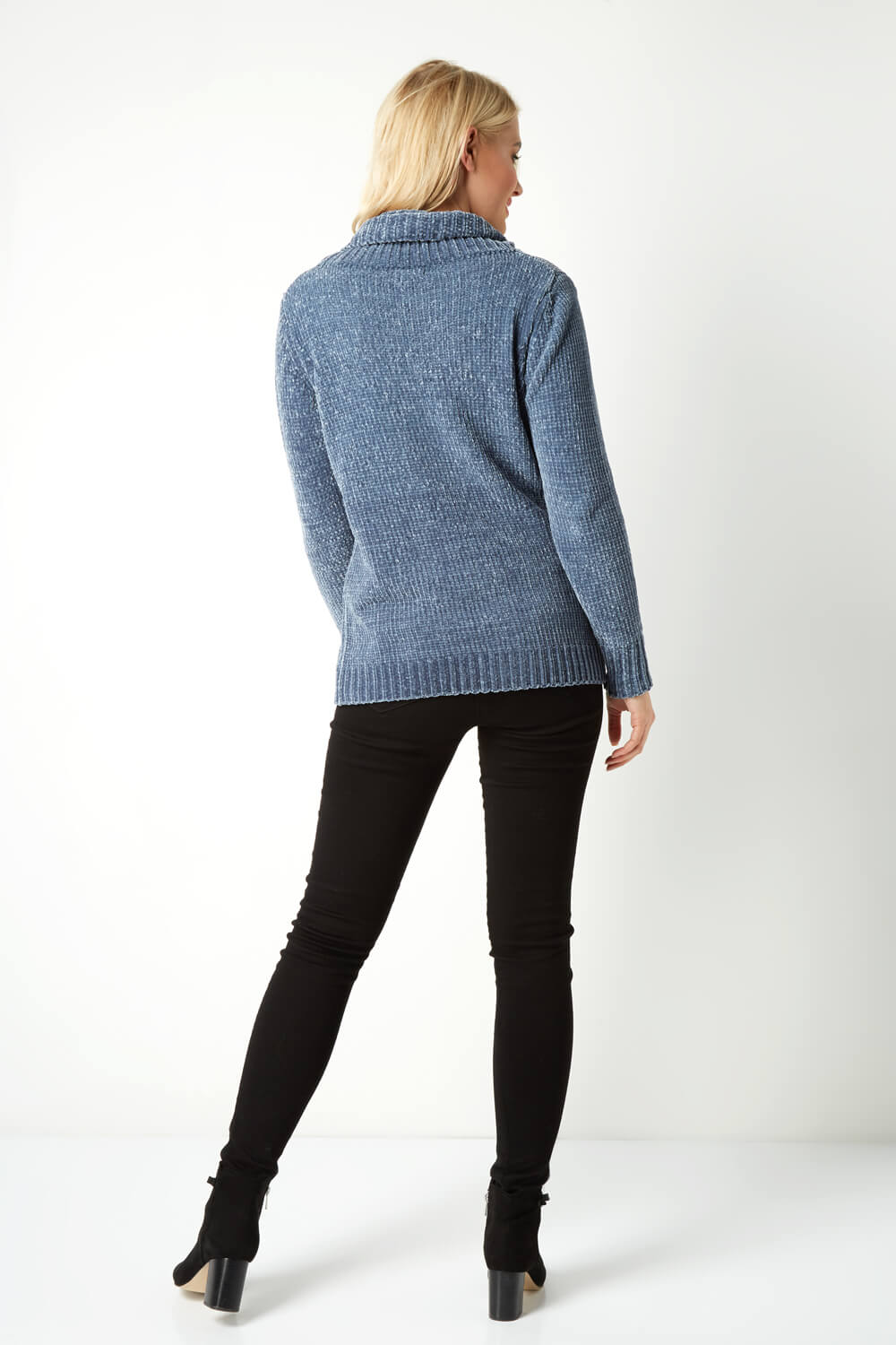 Blue Chenille Cowl Neck Jumper, Image 3 of 4