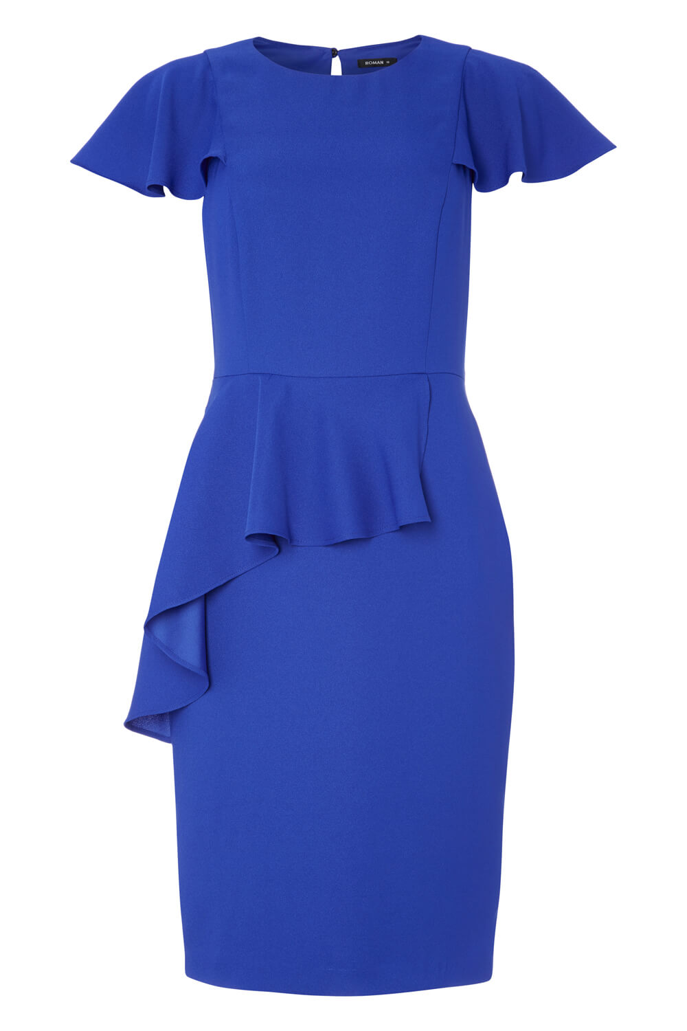 Royal Blue Frill Waist Detail Shift Dress, Image 5 of 5