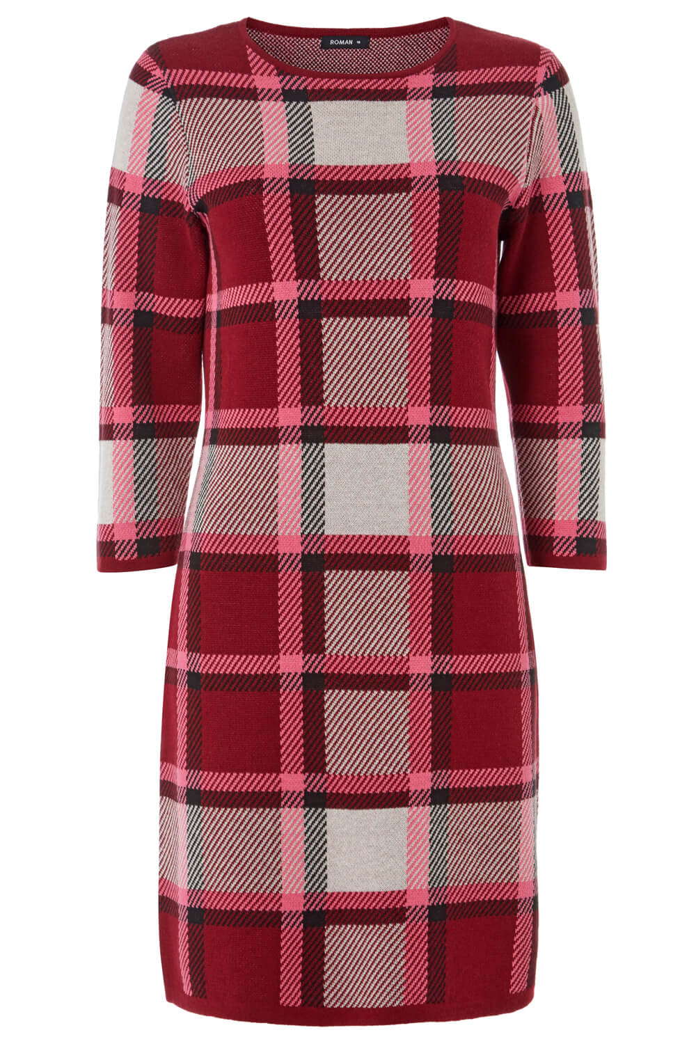 PINK Check Print Knitted Dress, Image 5 of 5
