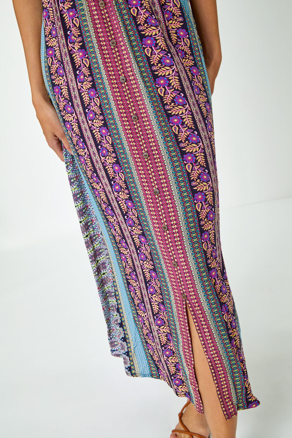 Purple Floral Print Fit and Flare Maxi Dress, Image 5 of 5
