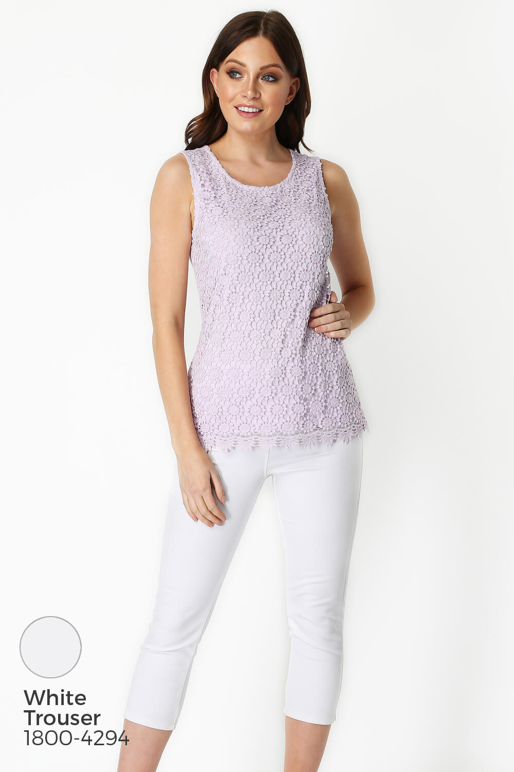 Lilac Lace Front Jersey Vest Top, Image 5 of 8