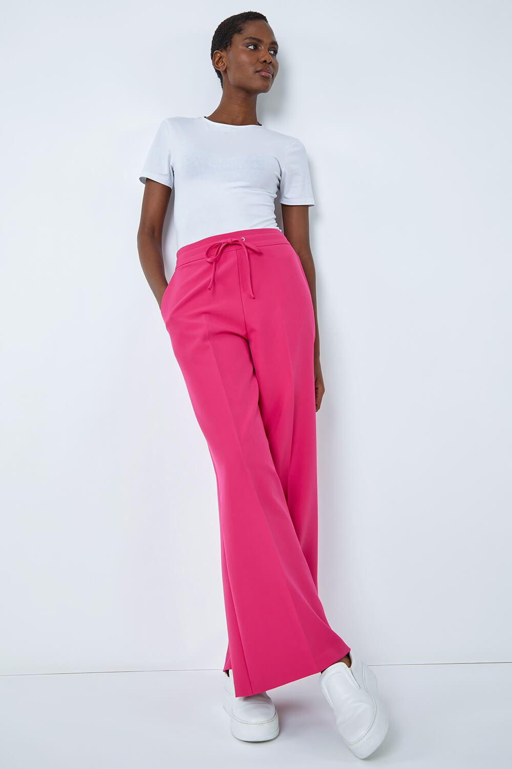 Cropped Stretch Trouser in Light Pink  Roman Originals UK