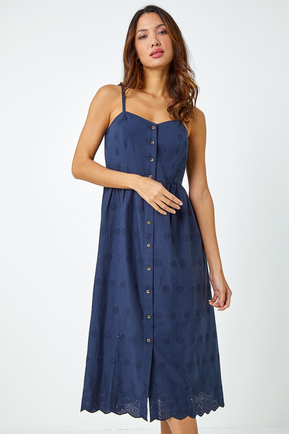  Cotton Blend Embroidered Stretch Dress, Image 2 of 5
