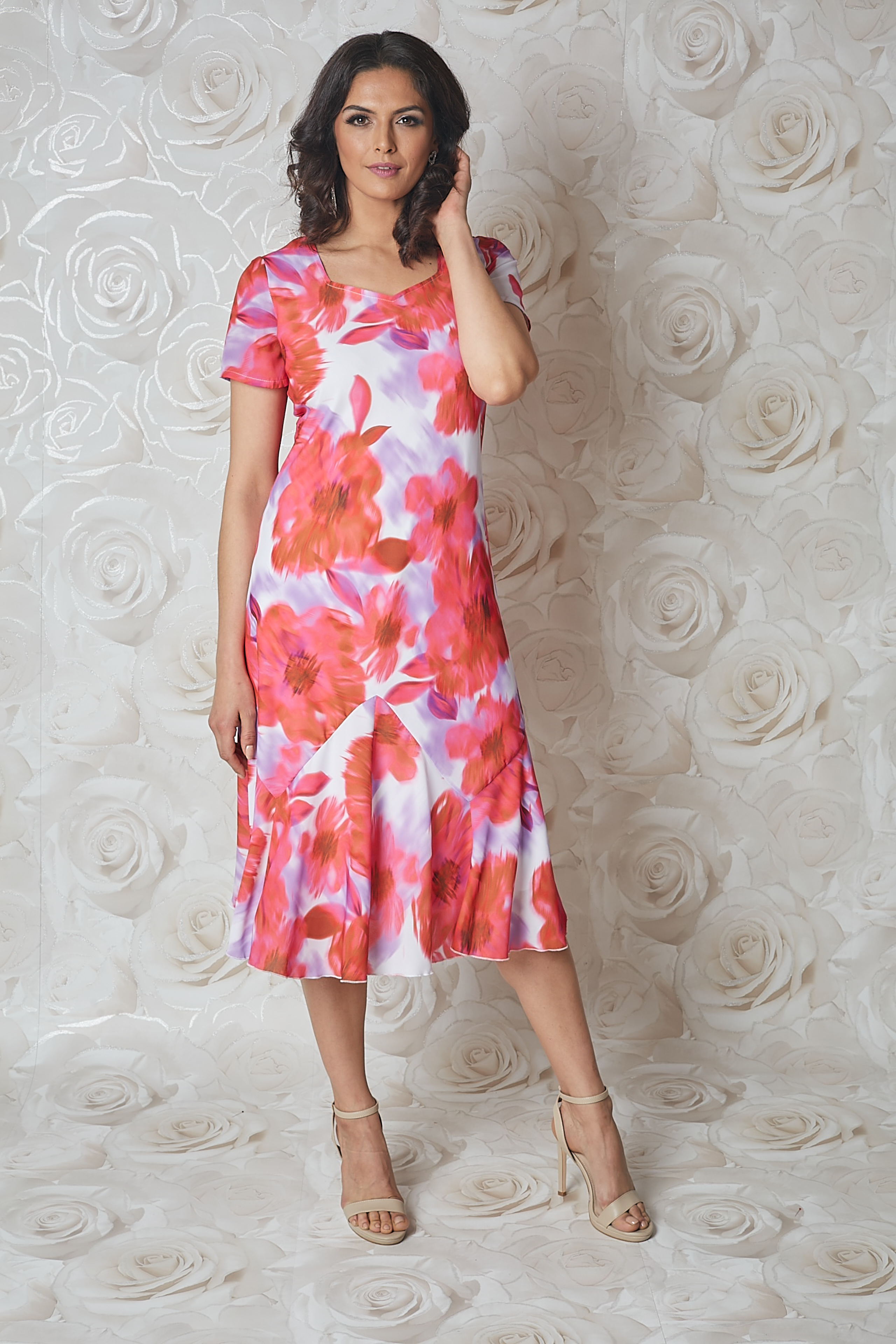 CERISE Julianna Floral Bias Cut Midi Dress, Image 3 of 3