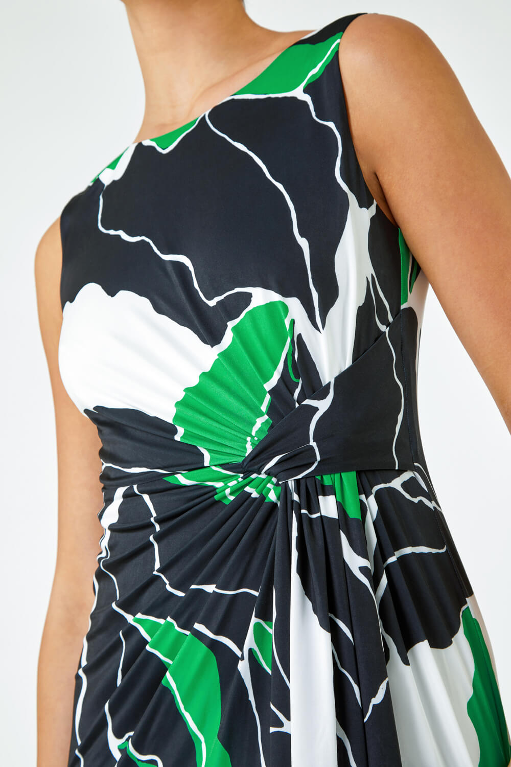 Green Limited Abstract Twist Detail Ruched Dress, Image 5 of 5