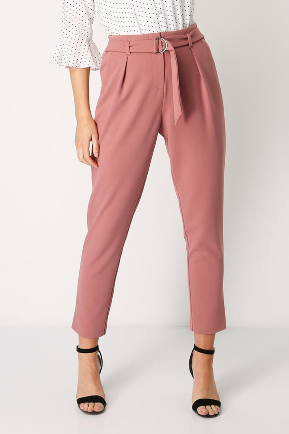 PINK Belted Tailored Trousers , Image 2 of 5