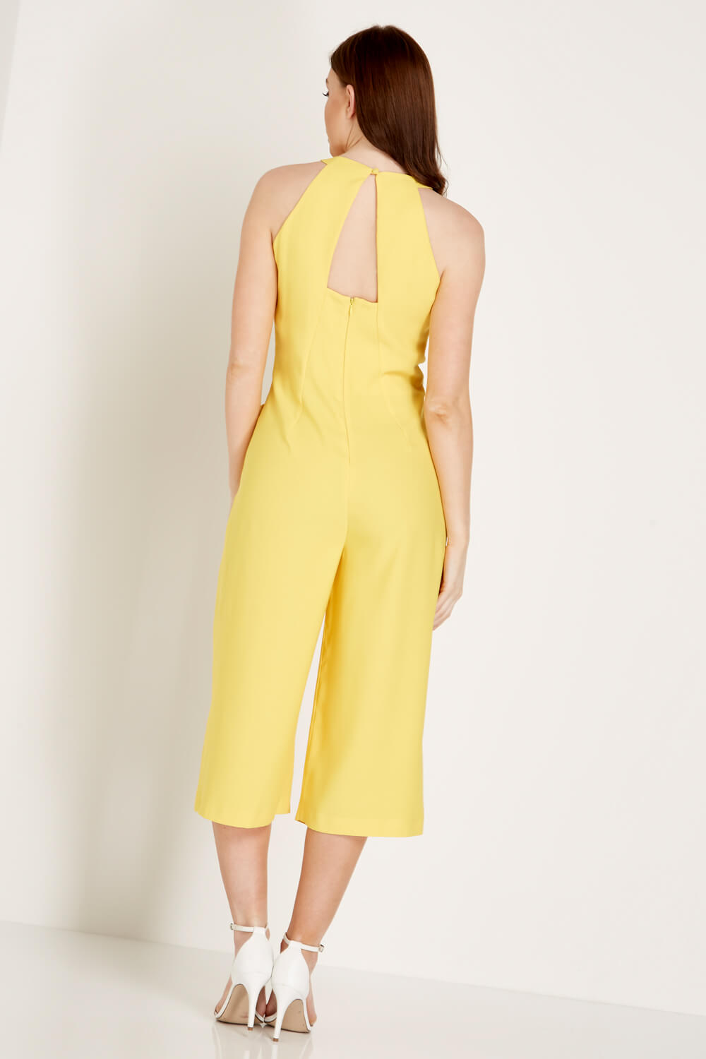 Yellow Halter Neck Culotte Jumpsuit, Image 2 of 4