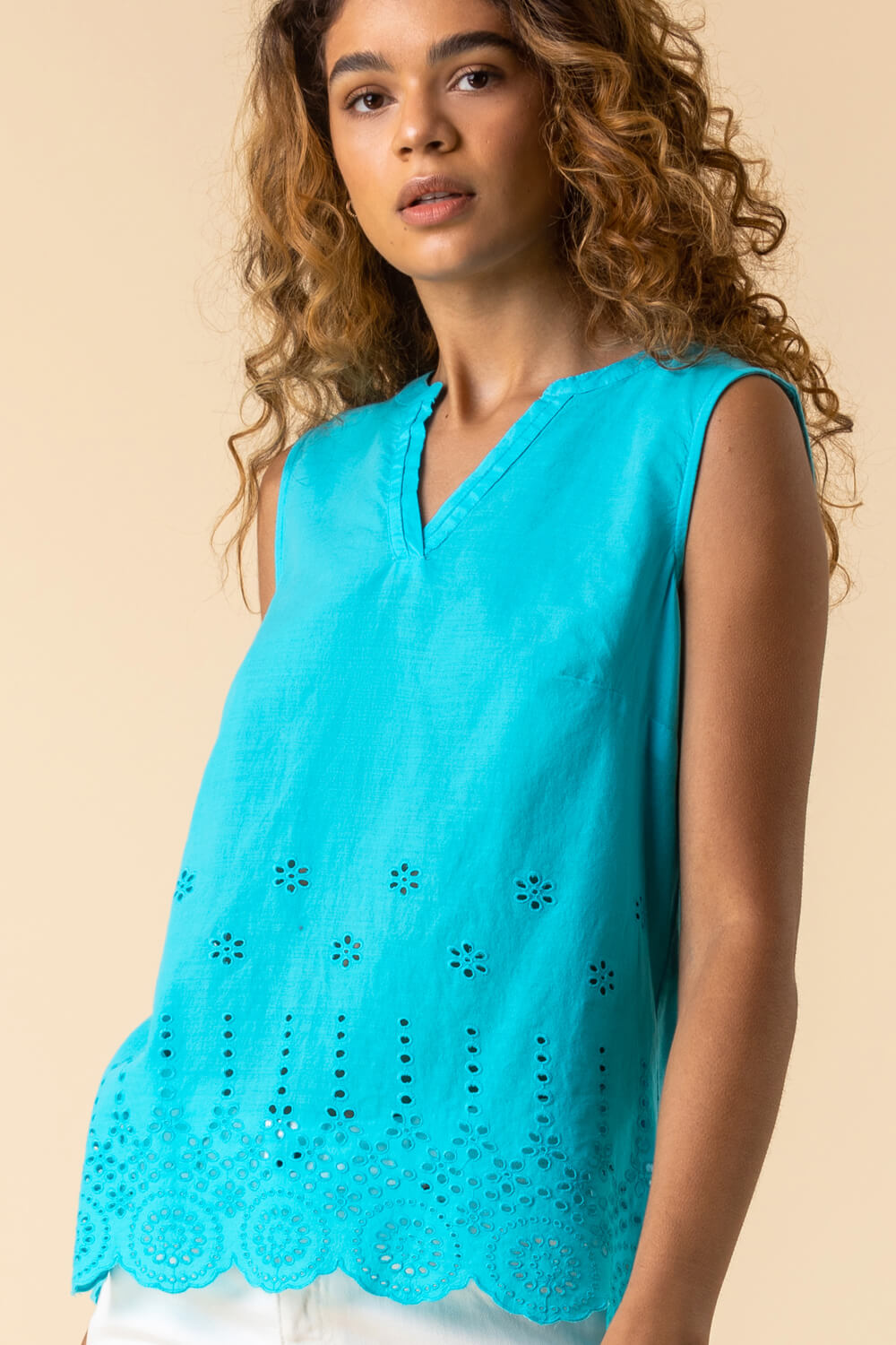 Scalloped Broderie Cotton Top 