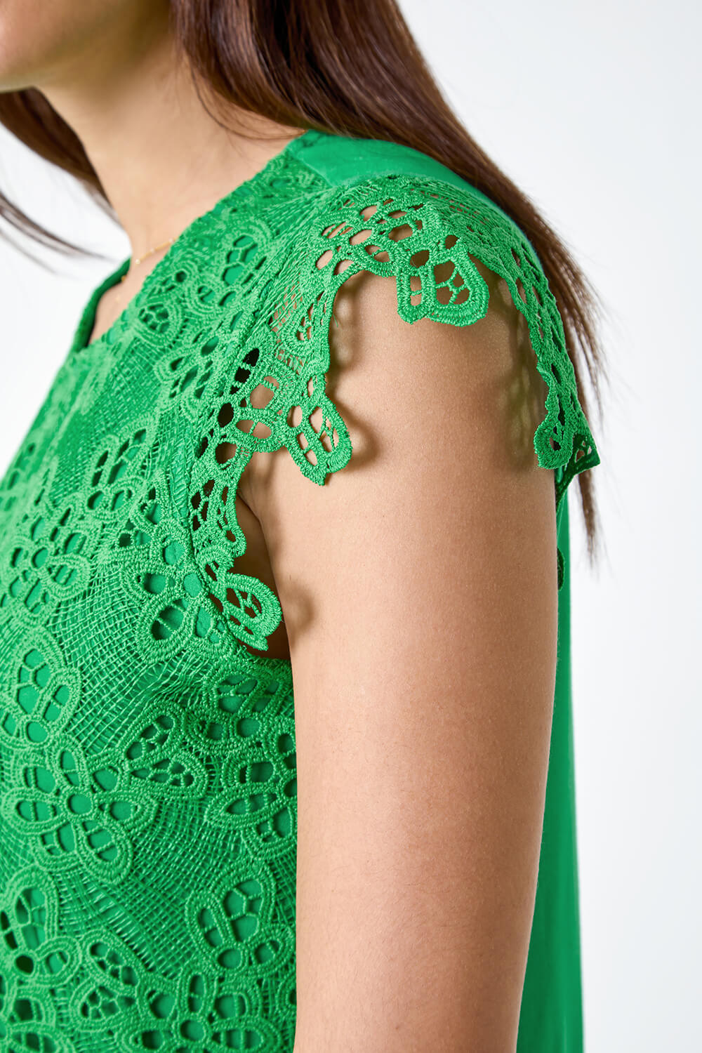 Green Floral Lace Sleeveless Top, Image 5 of 5